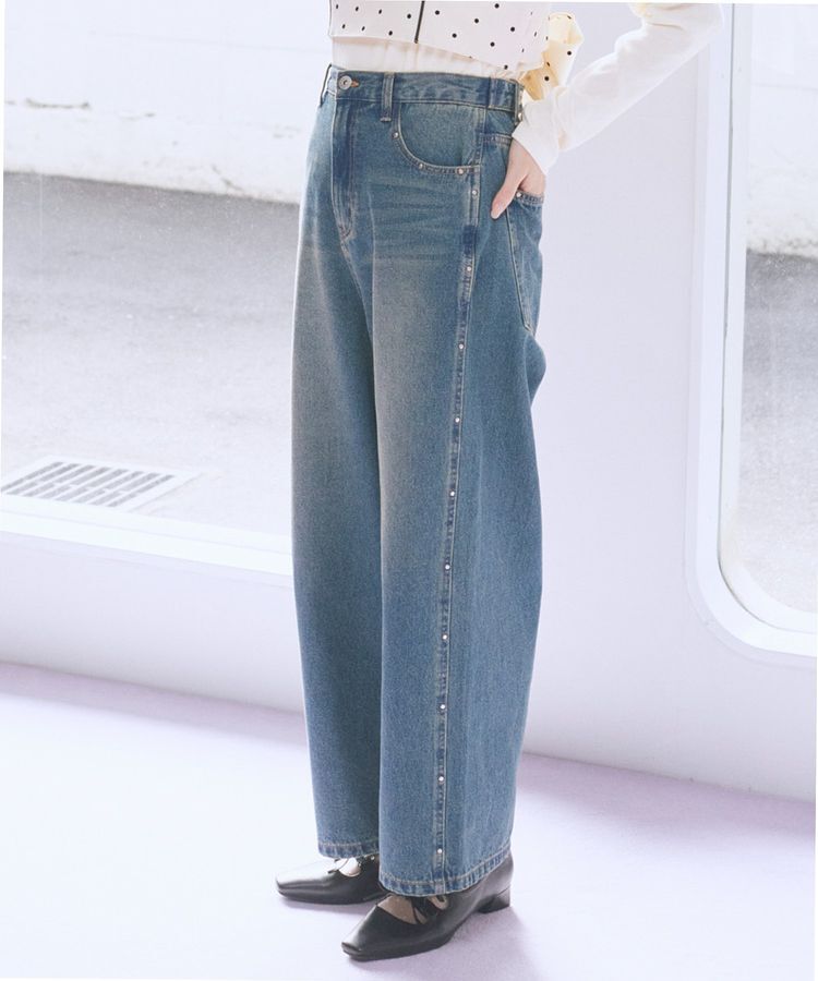 earth music&ecology「スタッズデニムパンツ」|デニム|