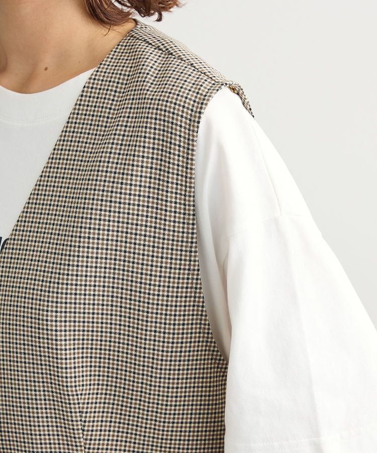 Green Parks「ノースリーブチェックジレ」|ベスト・ジレ|