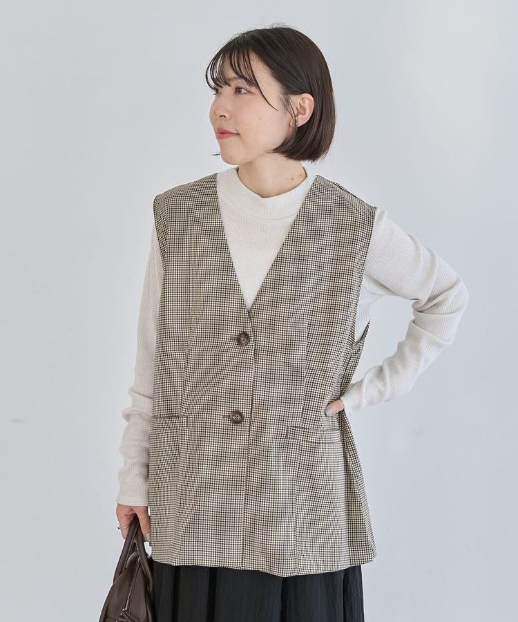 Green Parks「ノースリーブチェックジレ」|ベスト・ジレ|