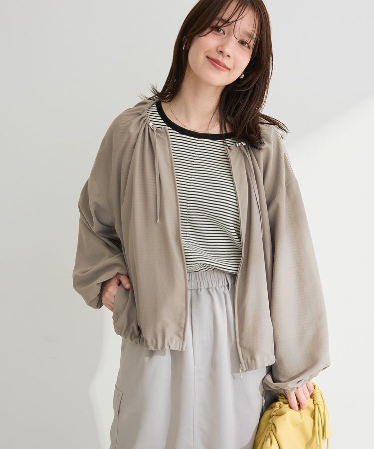 Green Parks「ドロストネックシアーブルゾン」|ブルゾン・スタジャン|Gray Beige