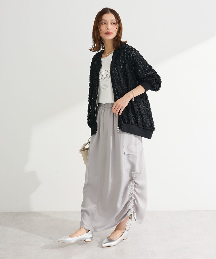 Green Parks「フラワー柄チュールブルゾン」|ブルゾン・スタジャン|