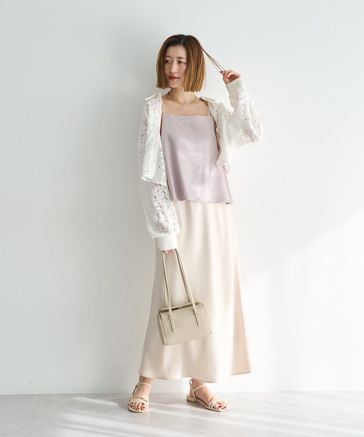 YECCA VECCA「サテンフレアスカート」|フレア|