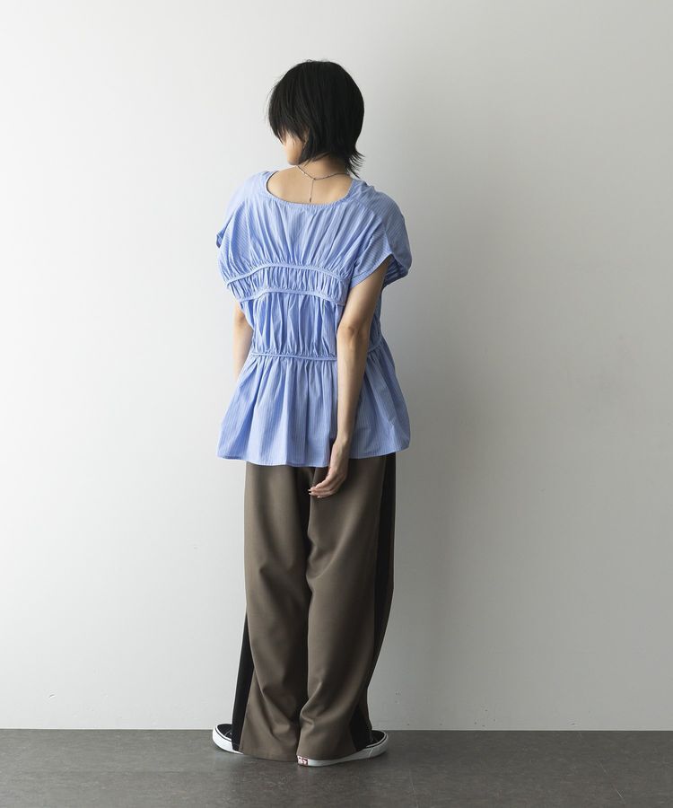 GARAGE OF GOOD CLOTHING「ストライプVネックギャザーブラウス」|シャツ・ブラウス|