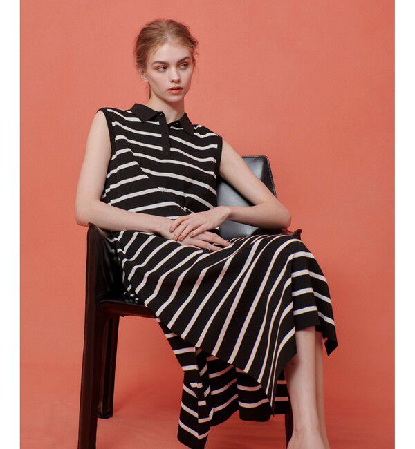 LOULOU WILLOUGHBY「【LOULOU WILLOUGHBY】ポロニットロングワンピース」|ワンピース|ブラック系