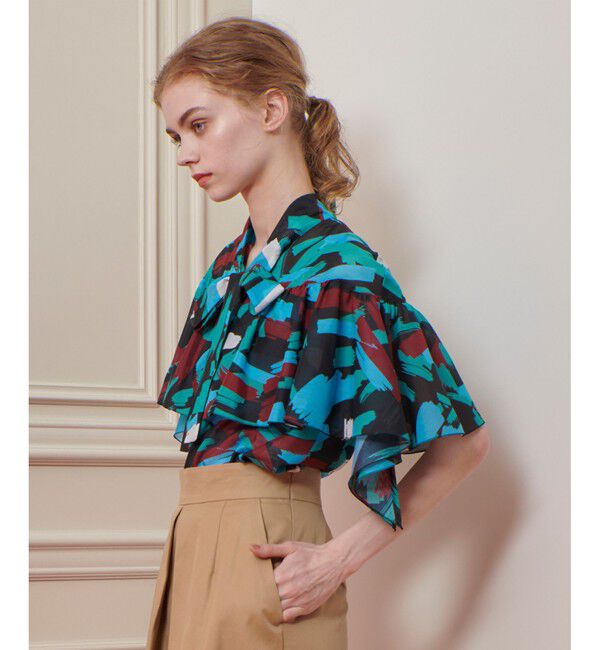 LOULOU WILLOUGHBY「【LOULOU WILLOUGHBY】ブラッシュプリントブラウス」|シャツ・ブラウス|