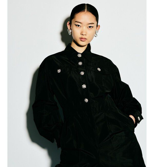 LOULOU WILLOUGHBY「【LOULOU WILLOUGHBY】タフタビジュー釦オールインワン」|オールインワン|