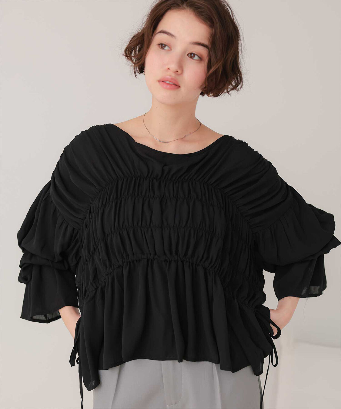 titivate「ｼｬｰﾘﾝｸﾞｷﾞｬｻﾞｰﾎﾞﾘｭｰﾑﾌﾞﾗｳｽ」|シャツ・ブラウス|