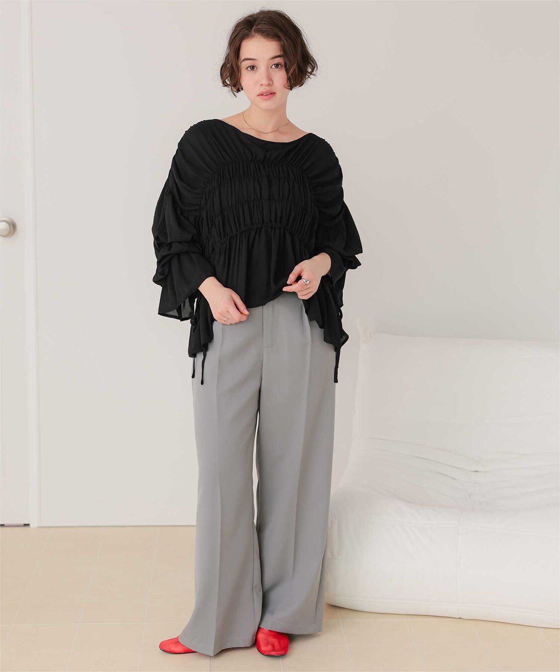 titivate「ｼｬｰﾘﾝｸﾞｷﾞｬｻﾞｰﾎﾞﾘｭｰﾑﾌﾞﾗｳｽ」|シャツ・ブラウス|