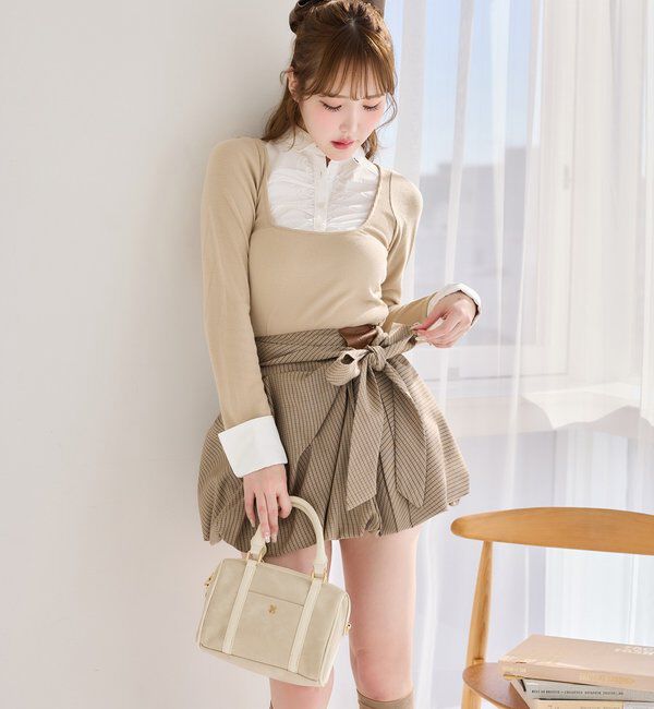  「ロゴ刺繍レイヤードトップス」|プルオーバー|