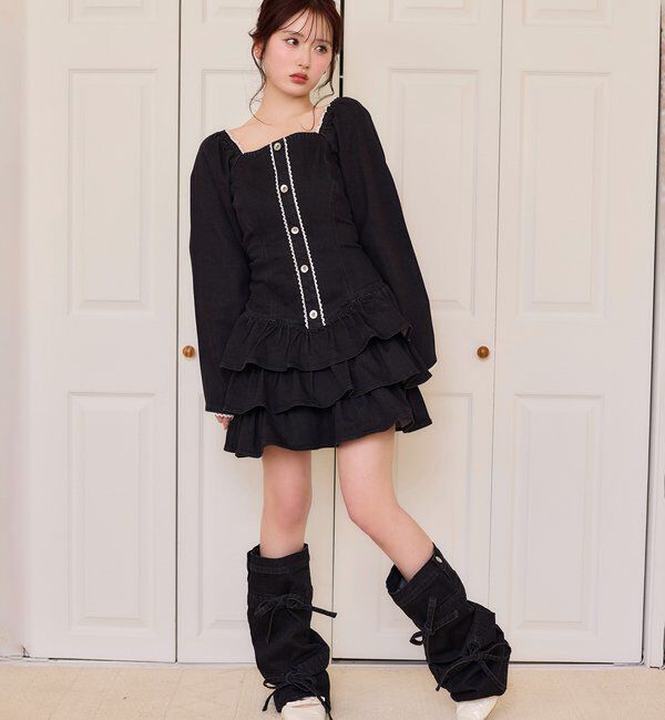  「【Denim Collection】ティアードミニワンピ」|ワンピース|