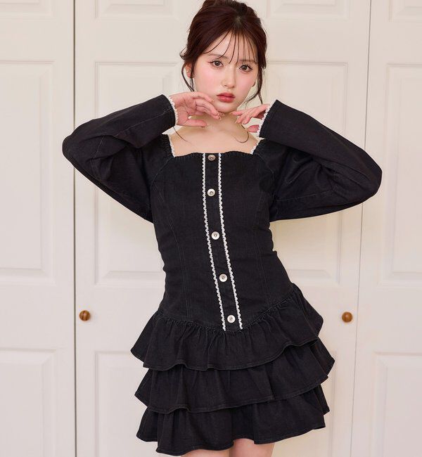  「【Denim Collection】ティアードミニワンピ」|ワンピース|