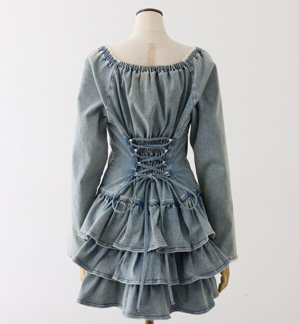  「【Denim Collection】ティアードミニワンピ」|ワンピース|