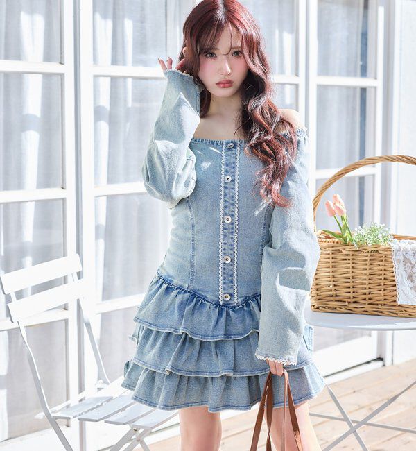  「【Denim Collection】ティアードミニワンピ」|ワンピース|