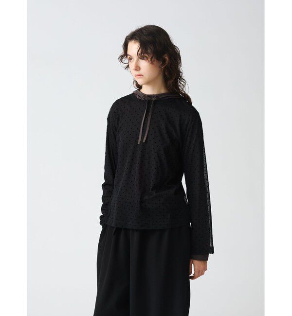 mizuiro ind「mizuiro ind メッシュドットクルーネックプルオーバー」|シャツ・ブラウス|