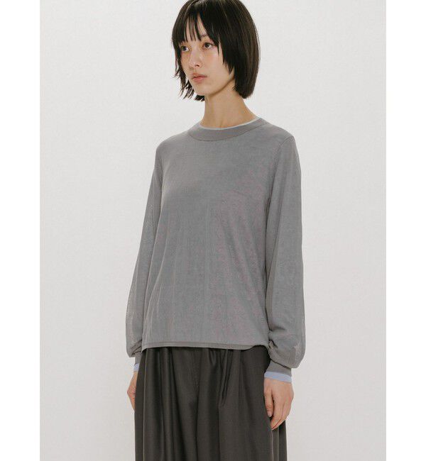 MIDIUMISOLID「MIDIUMISOLID for Ladies シアーレイヤードクルーネックプルオーバー」|Tシャツ・カットソー|