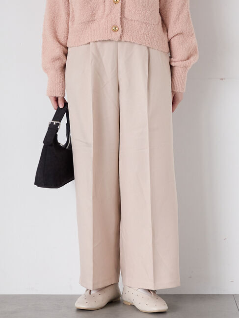 Te chichi TERRASSE「タックストレートパンツ」|その他|ベージュ