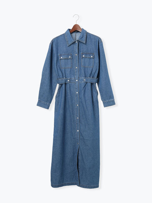 Te chichi「ウエストマークデニムシャツワンピース」|ワンピース|