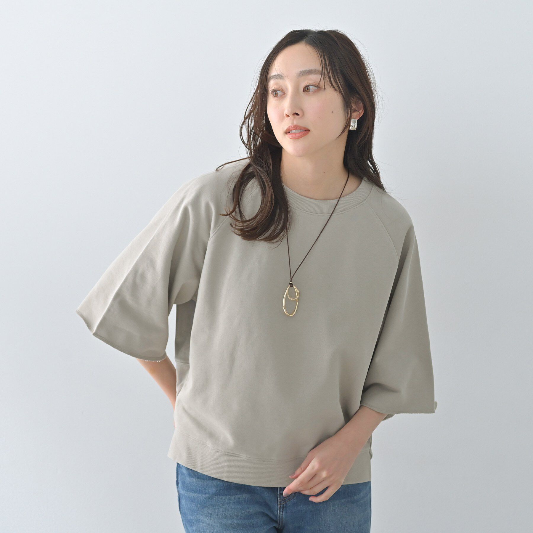 UNTITLED「【Liyoca】裏毛ハーフスリーブプルオーバー」|Tシャツ・カットソー|