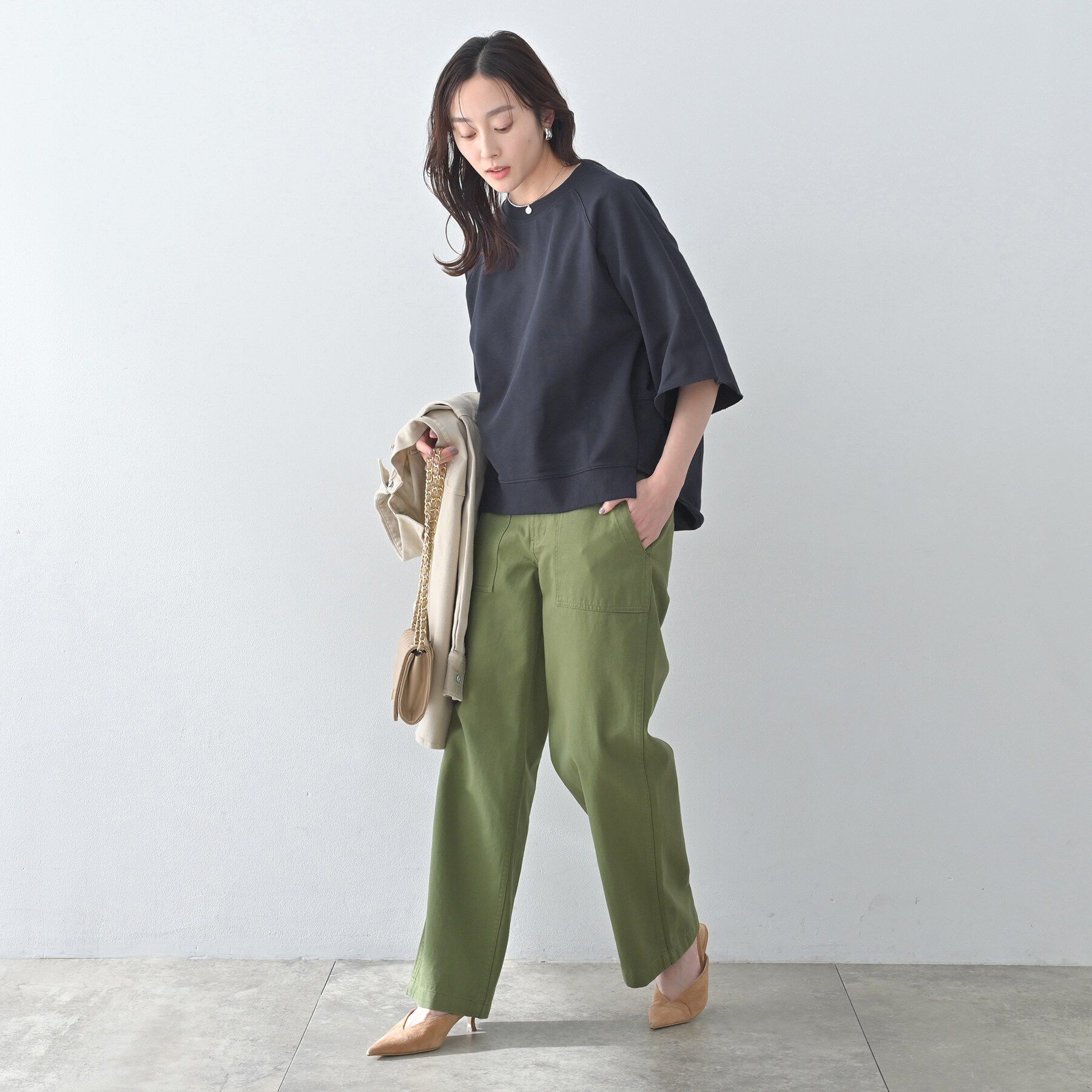 UNTITLED「【Liyoca】裏毛ハーフスリーブプルオーバー」|Tシャツ・カットソー|