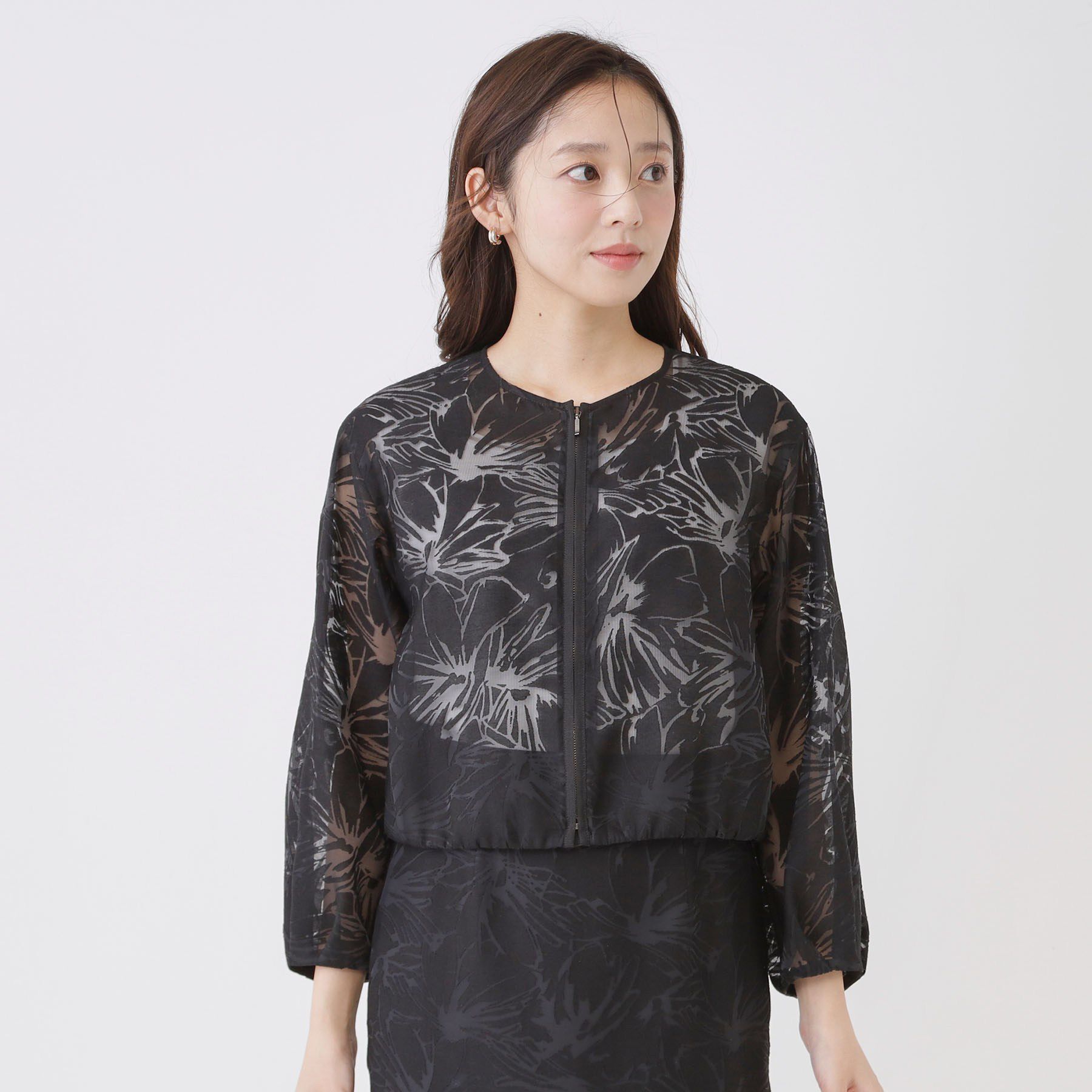 COUP DE CHANCE「【手洗い可／日本製／／セットアップ可】オパール花柄ブルゾン」|ブルゾン・スタジャン|