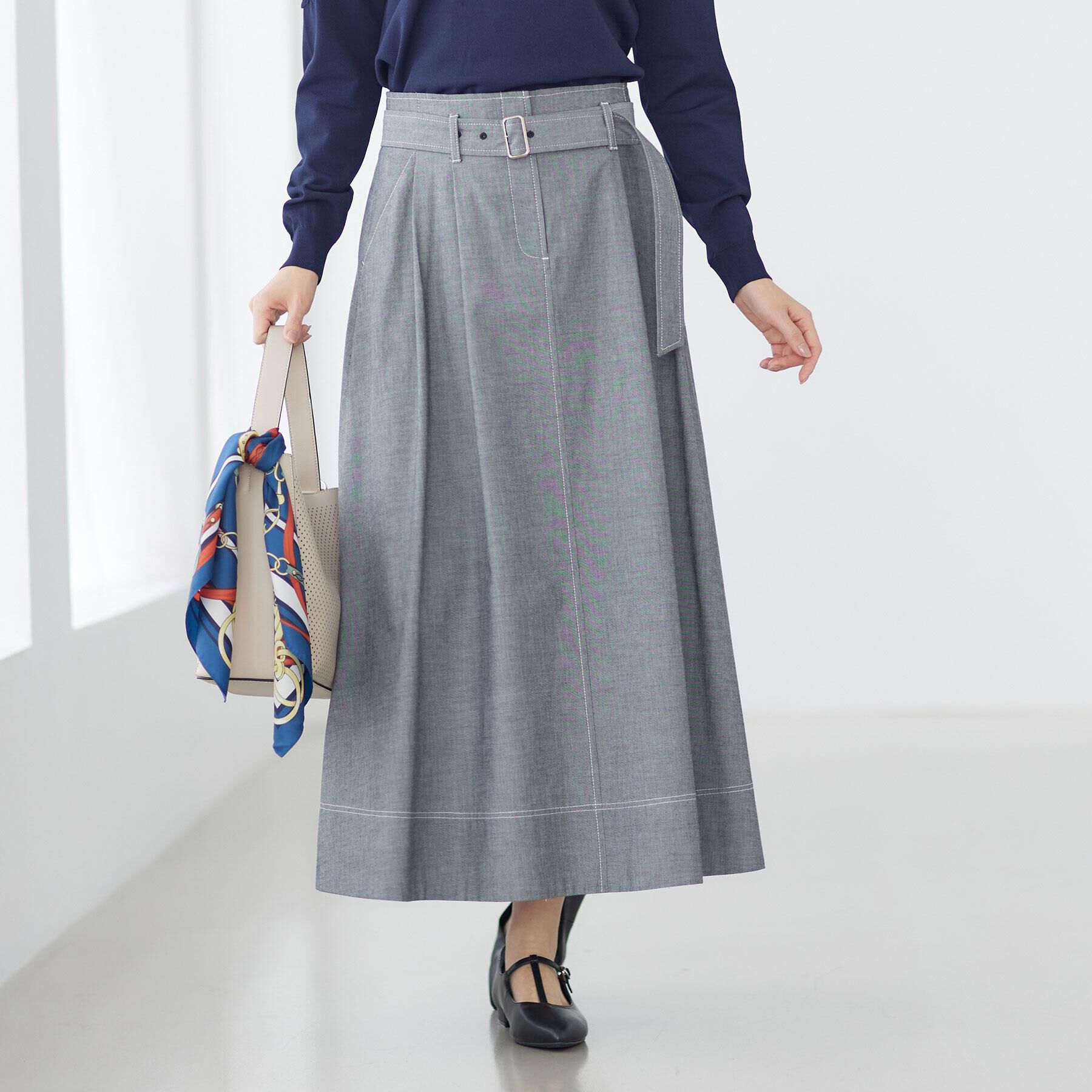 Reflect「ダンガリータックフレアスカート」|スカート|ブラック(019)