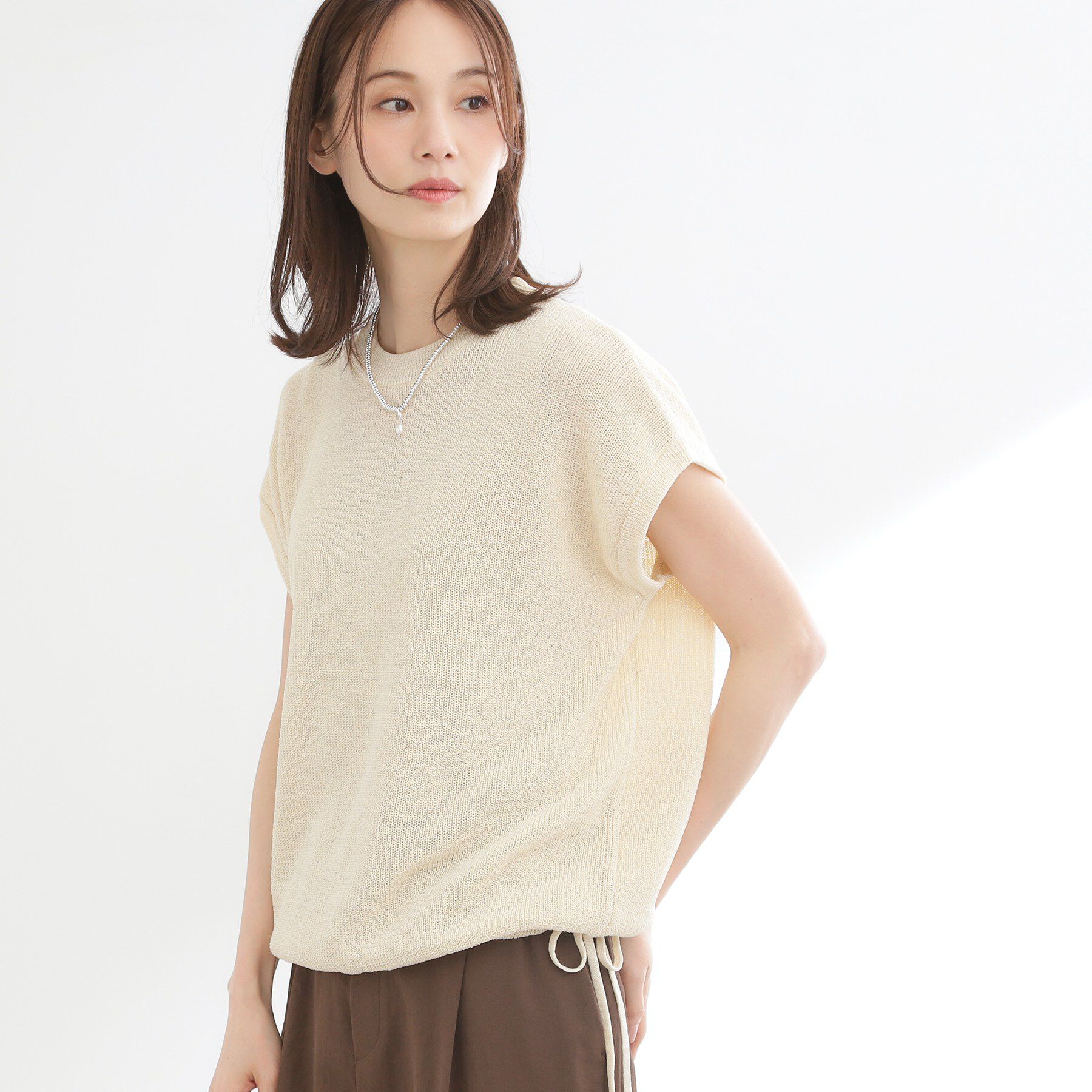 Reflect「【レイヤードにおすすめ◎】畦編みフレンチスリーブトップス」|ニット・セーター|