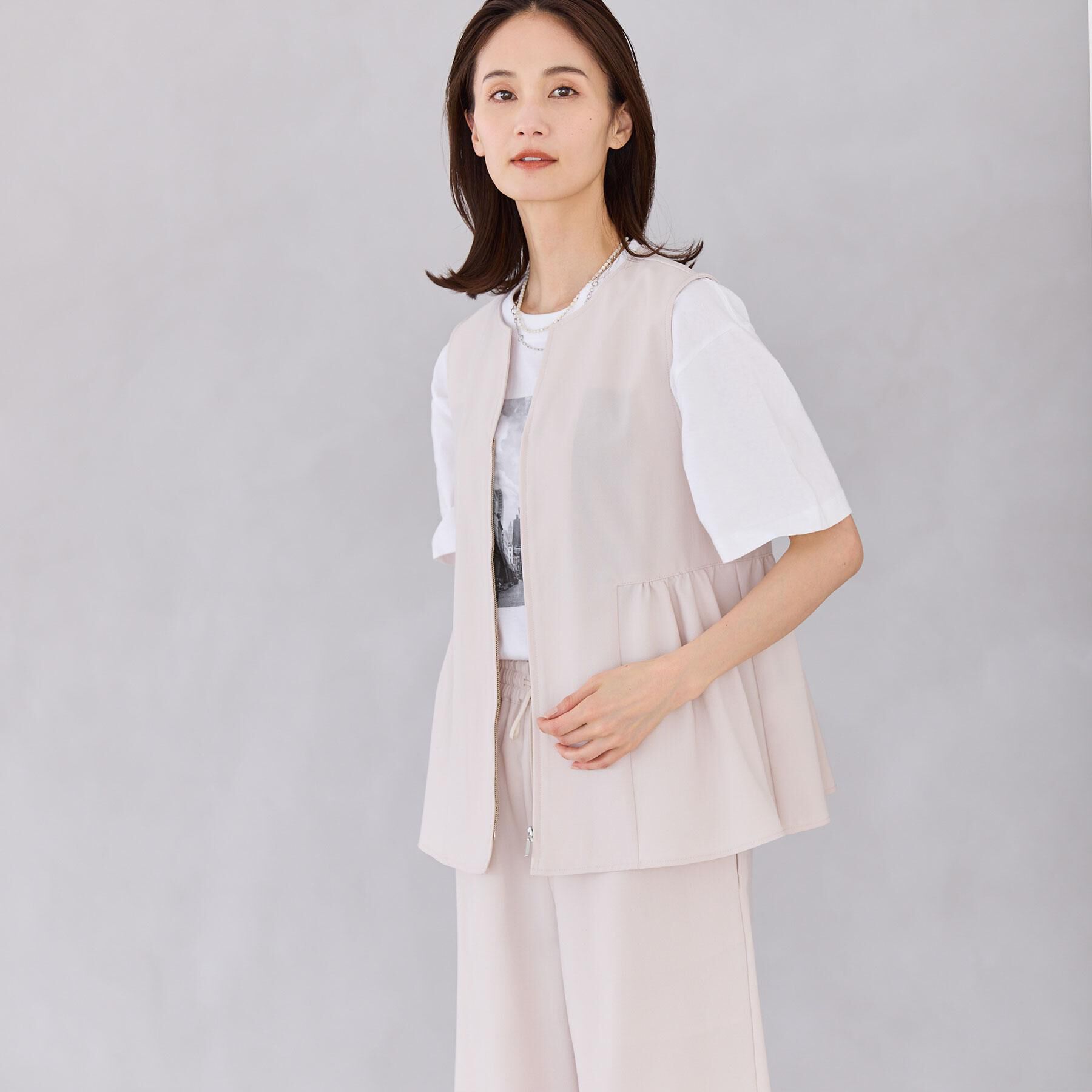 Reflect「【単品使い◎】ペプラムベスト＋リラクシーパンツセット」|スーツ|