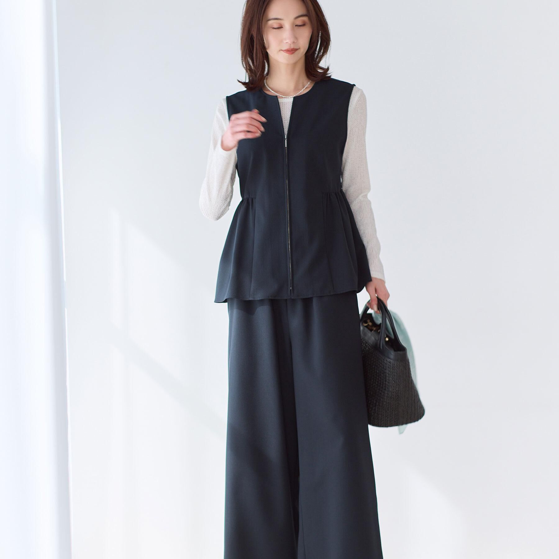 Reflect「【単品使い◎】ペプラムベスト＋リラクシーパンツセット」|スーツ|