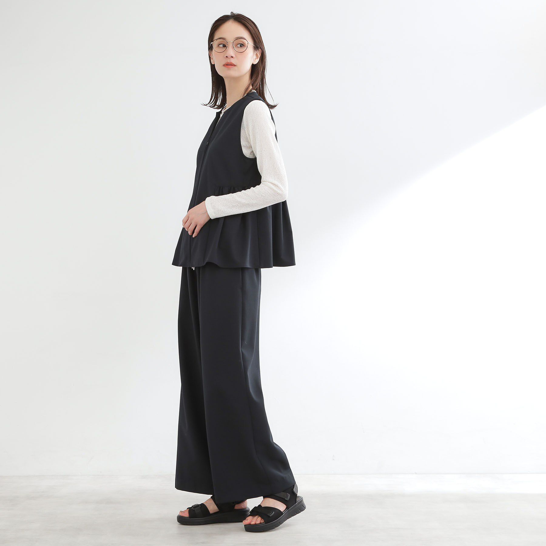 Reflect「【単品使い◎】ペプラムベスト＋リラクシーパンツセット」|スーツ|