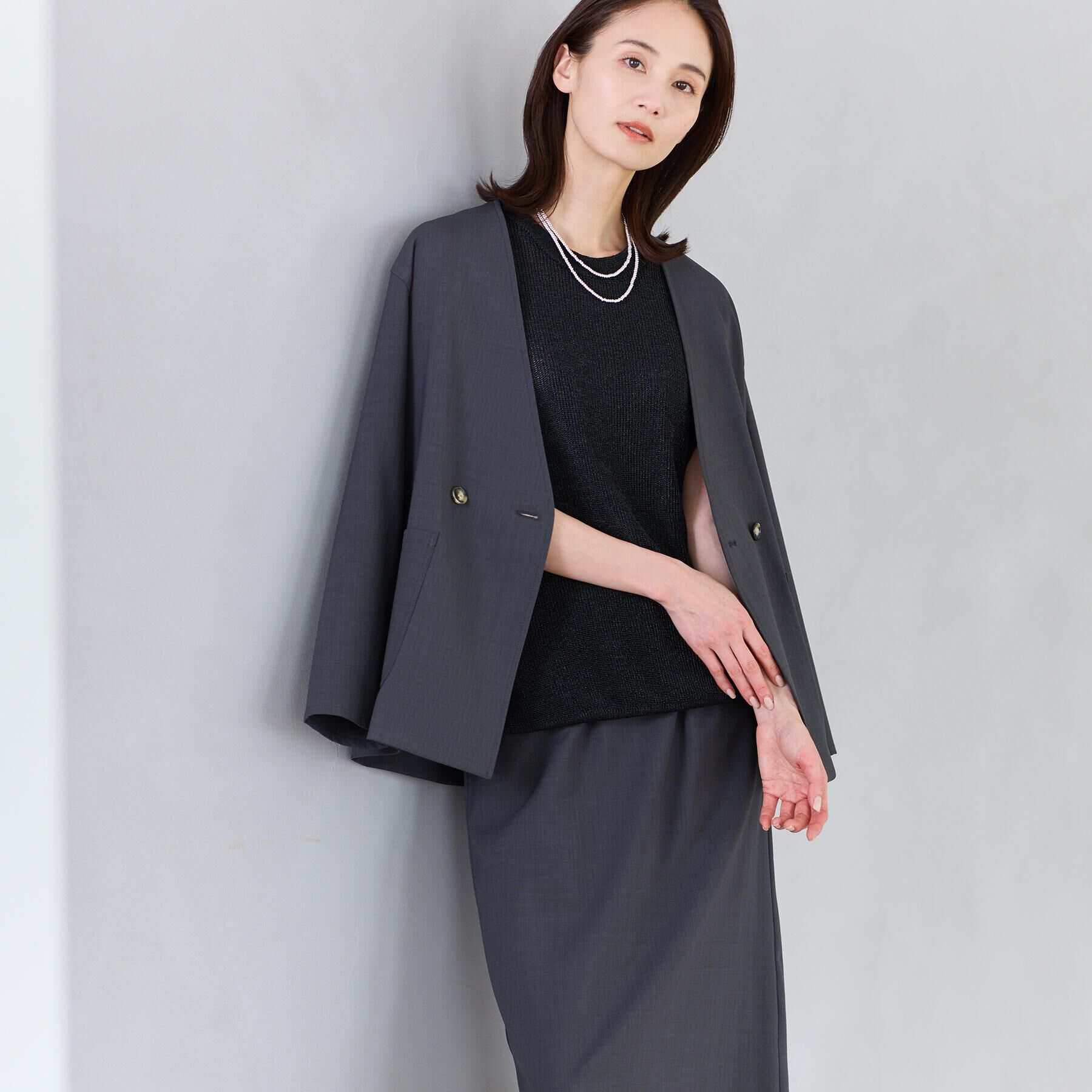 Reflect「【単品使い◎】ジャケット＋ナロースカートセット」|スーツ|チャコールグレー(0