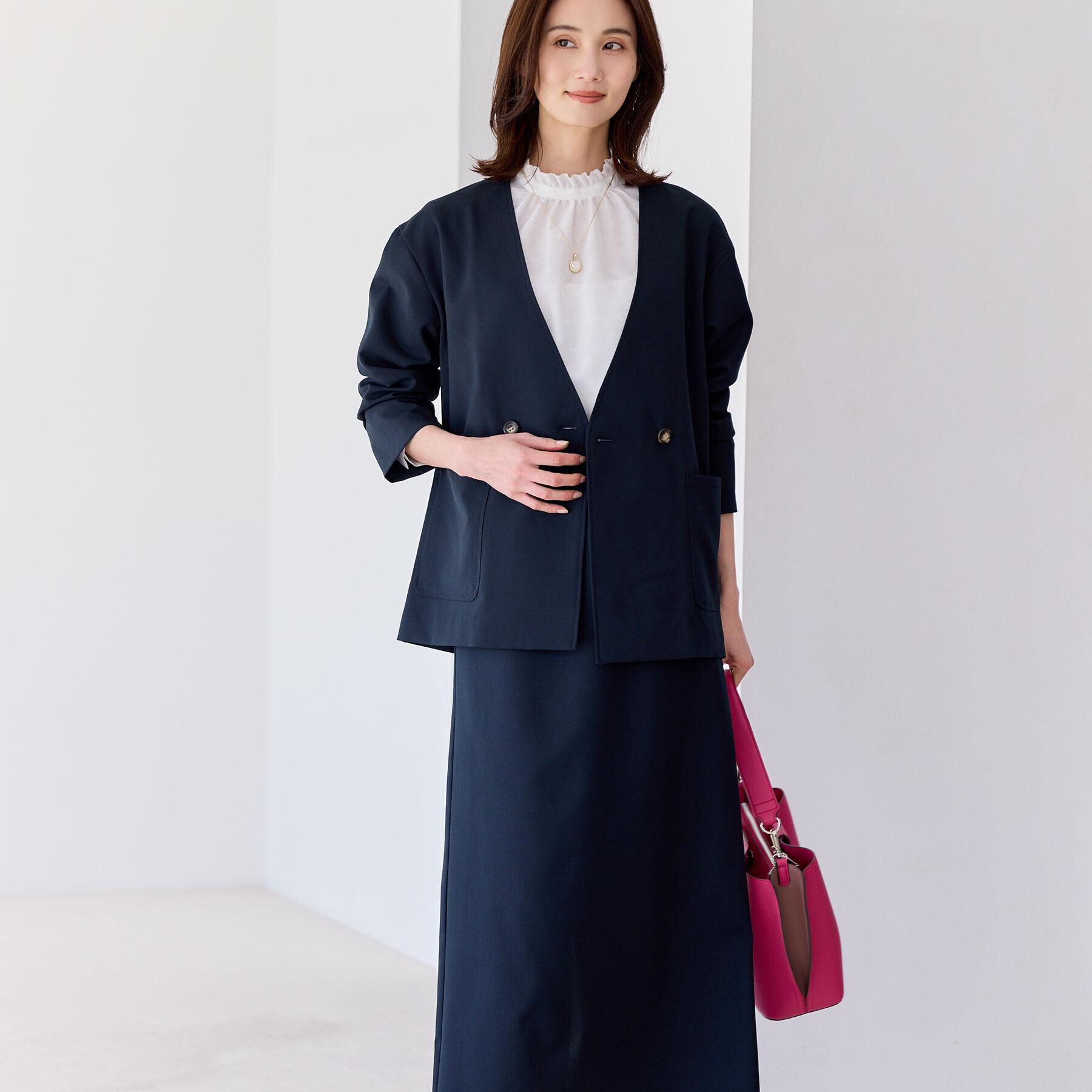 Reflect「【単品使い◎】ジャケット＋ナロースカートセット」|スーツ|ネイビー(094)