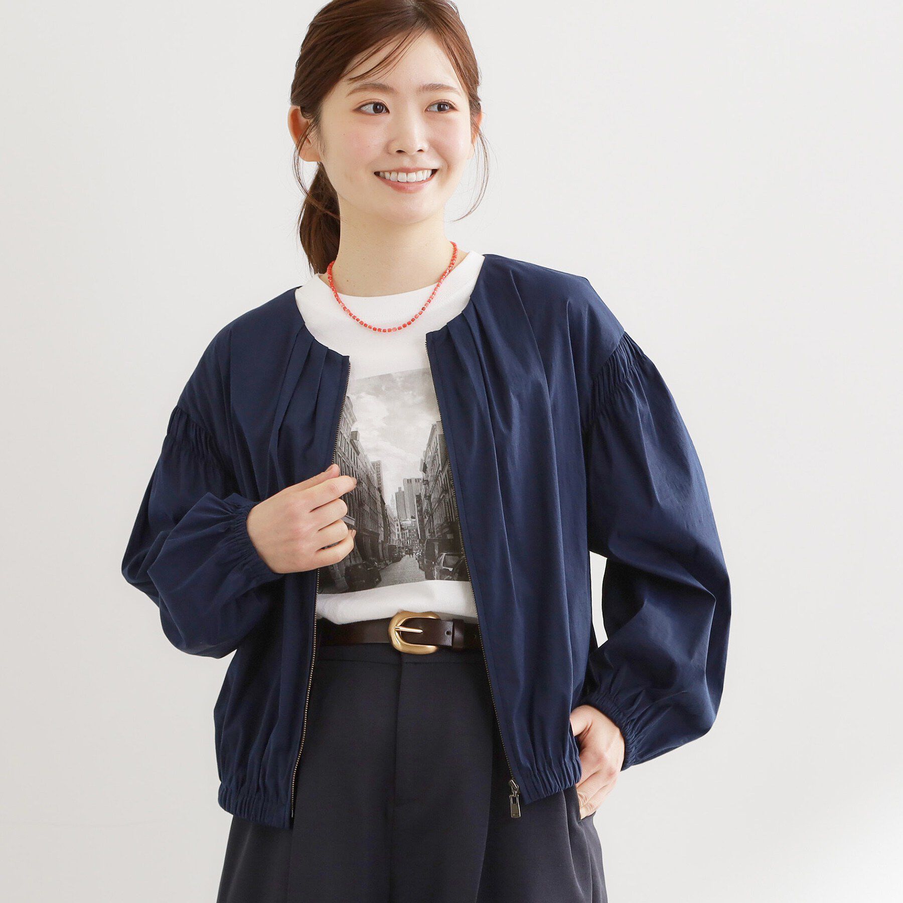 Reflect「フロントファスナーシアーブルゾン」|ブルゾン・スタジャン|ネイビー(094)