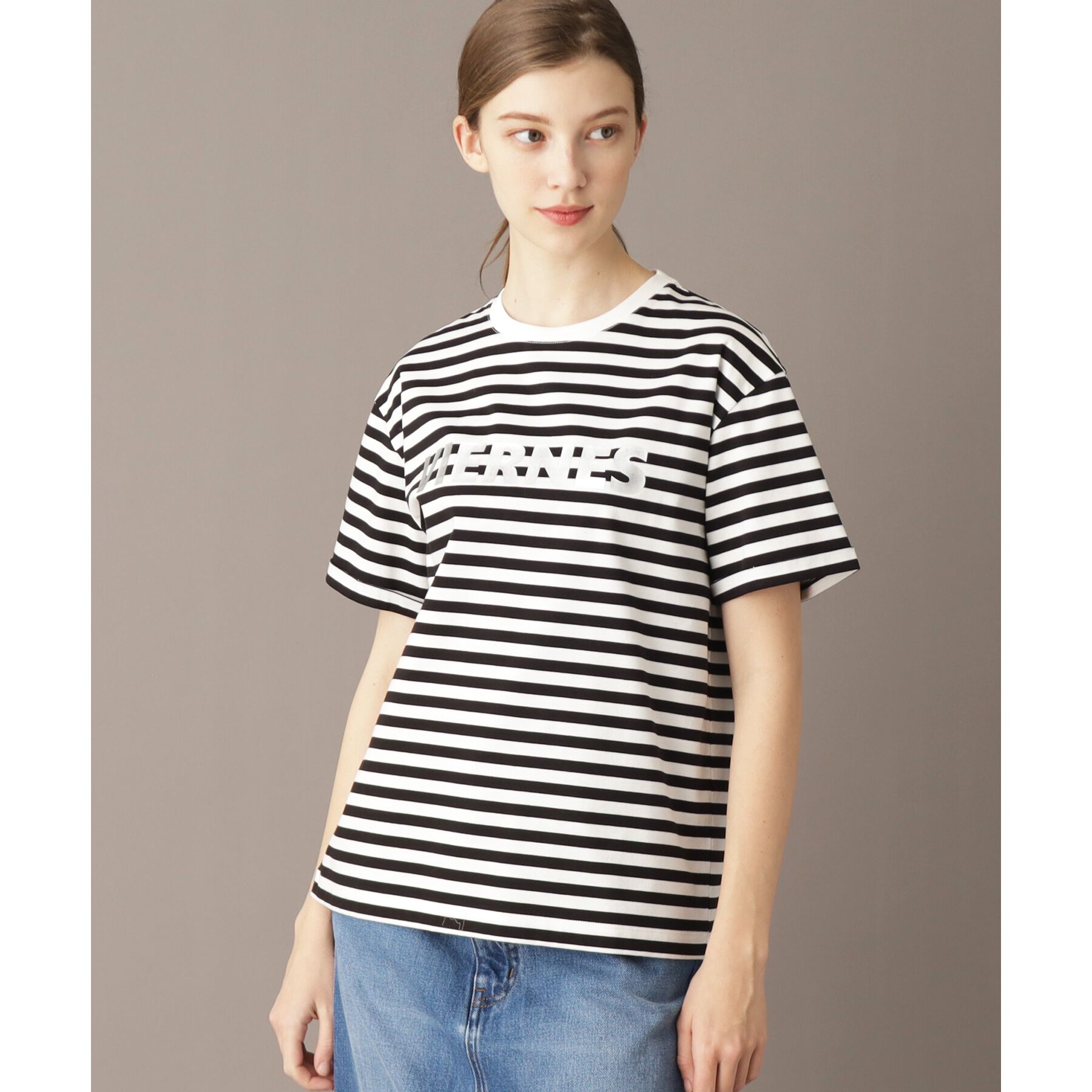 DRESSTERIOR「【接触冷感/抗菌防臭/消臭】アイスクリアコットン VIERNESロゴボーダーT」|Tシャツ・カットソー|