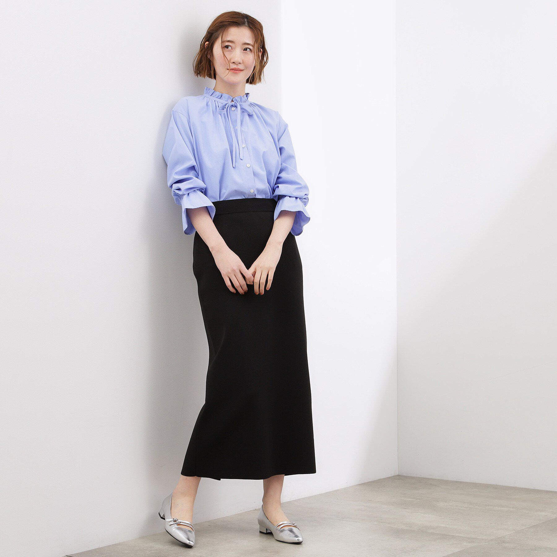 grove「【貴島明日香さん着用】洗濯機で洗えるニットナロースカート」|スカート|