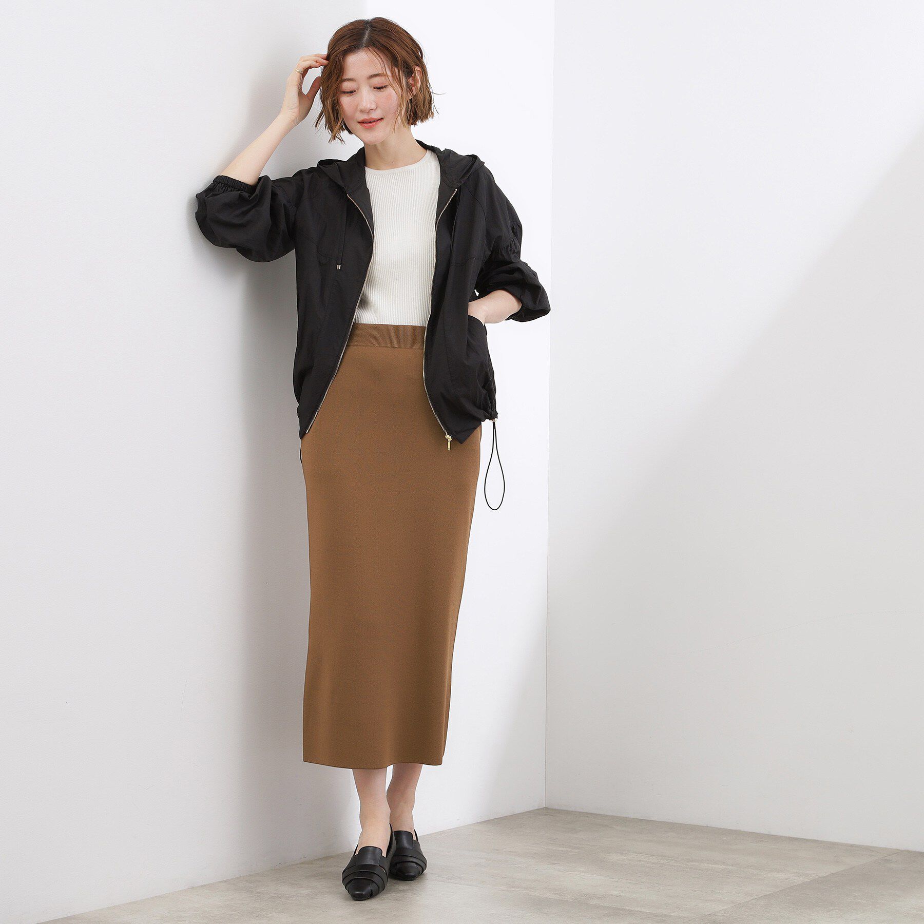 grove「【貴島明日香さん着用】洗濯機で洗えるニットナロースカート」|スカート|