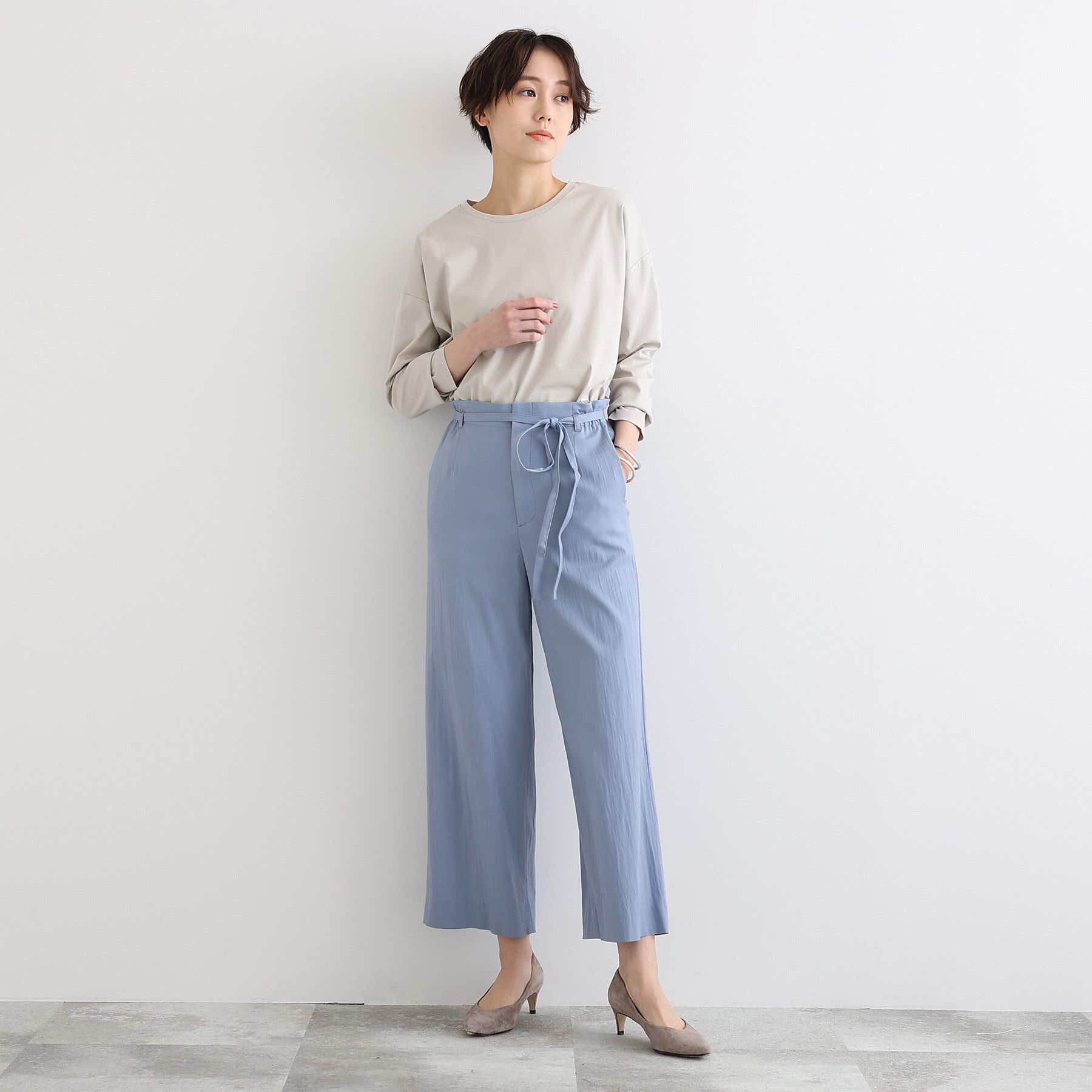 INDIVI「【洗える／コットン100％】ラウンドヘムシンプルカットソー」|Tシャツ・カットソー|