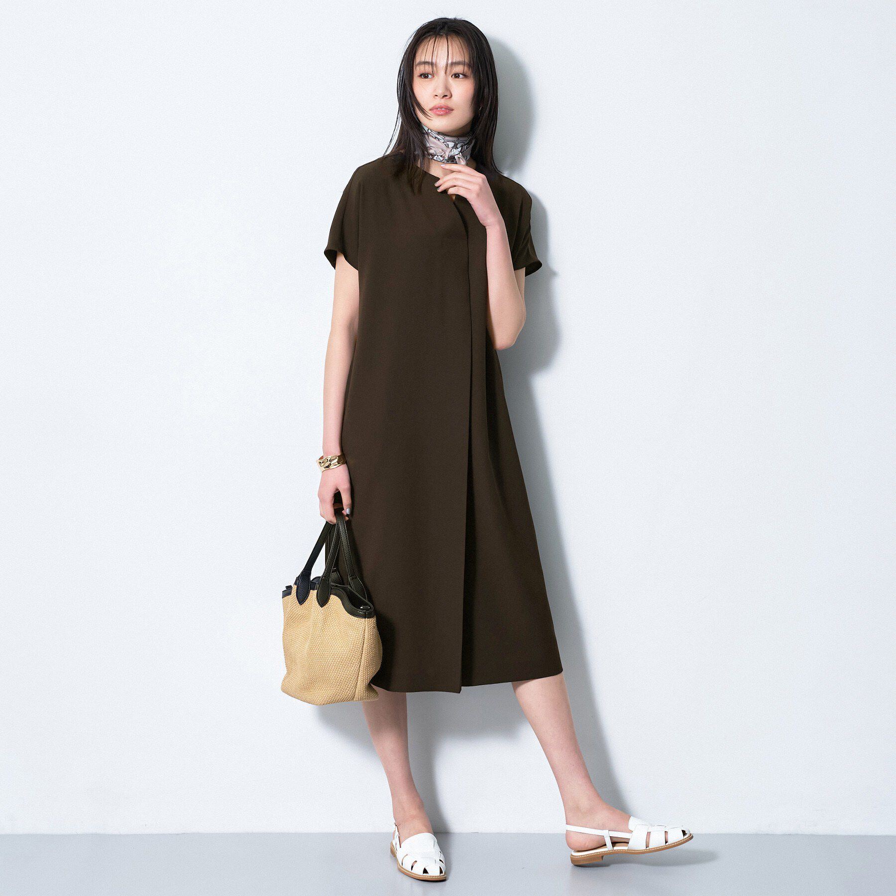 INDIVI「【洗える／UVケア／麻調】スキッパーワンピース」|ワンピース|