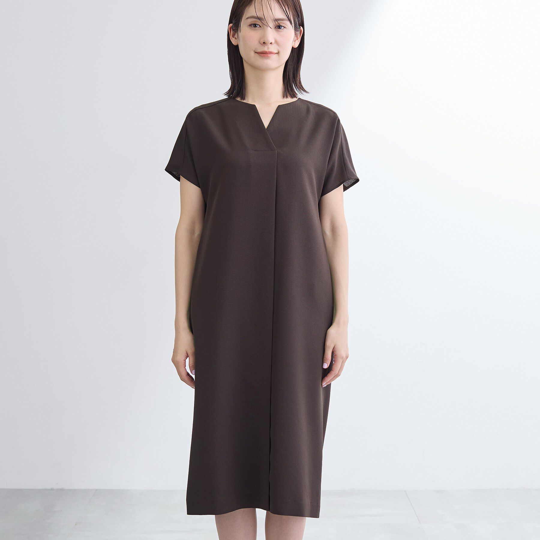 INDIVI「【洗える／UVケア／麻調】スキッパーワンピース」|ワンピース|