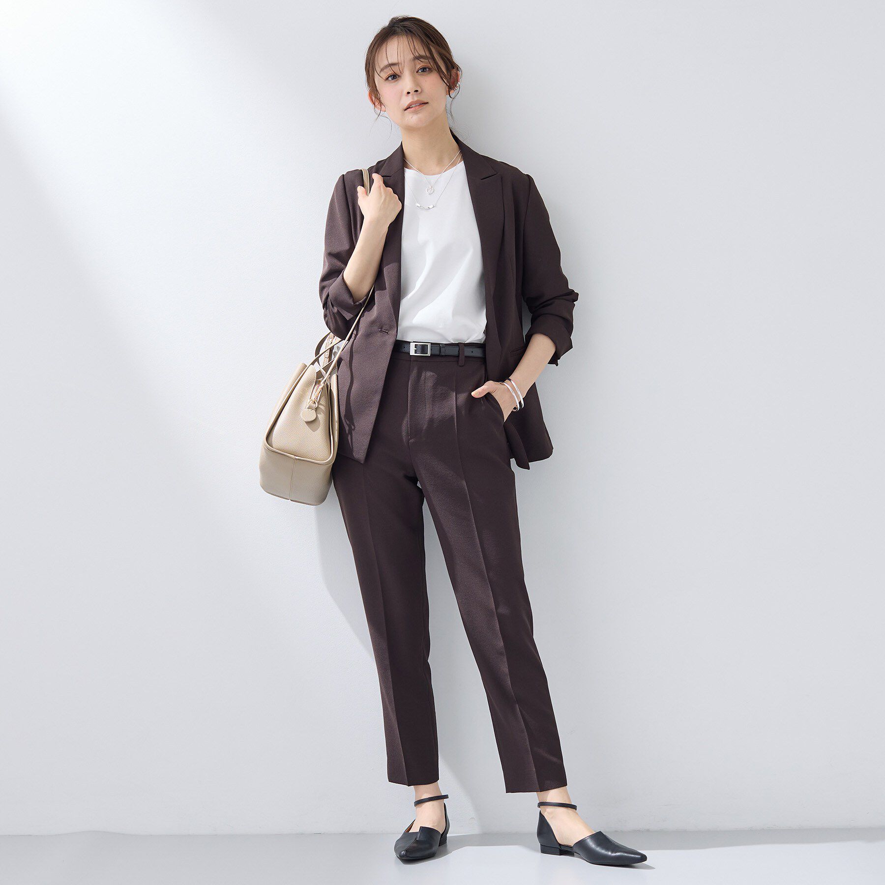 INDIVI「【洗える／UVケア／麻調】テーパードパンツ」|その他|