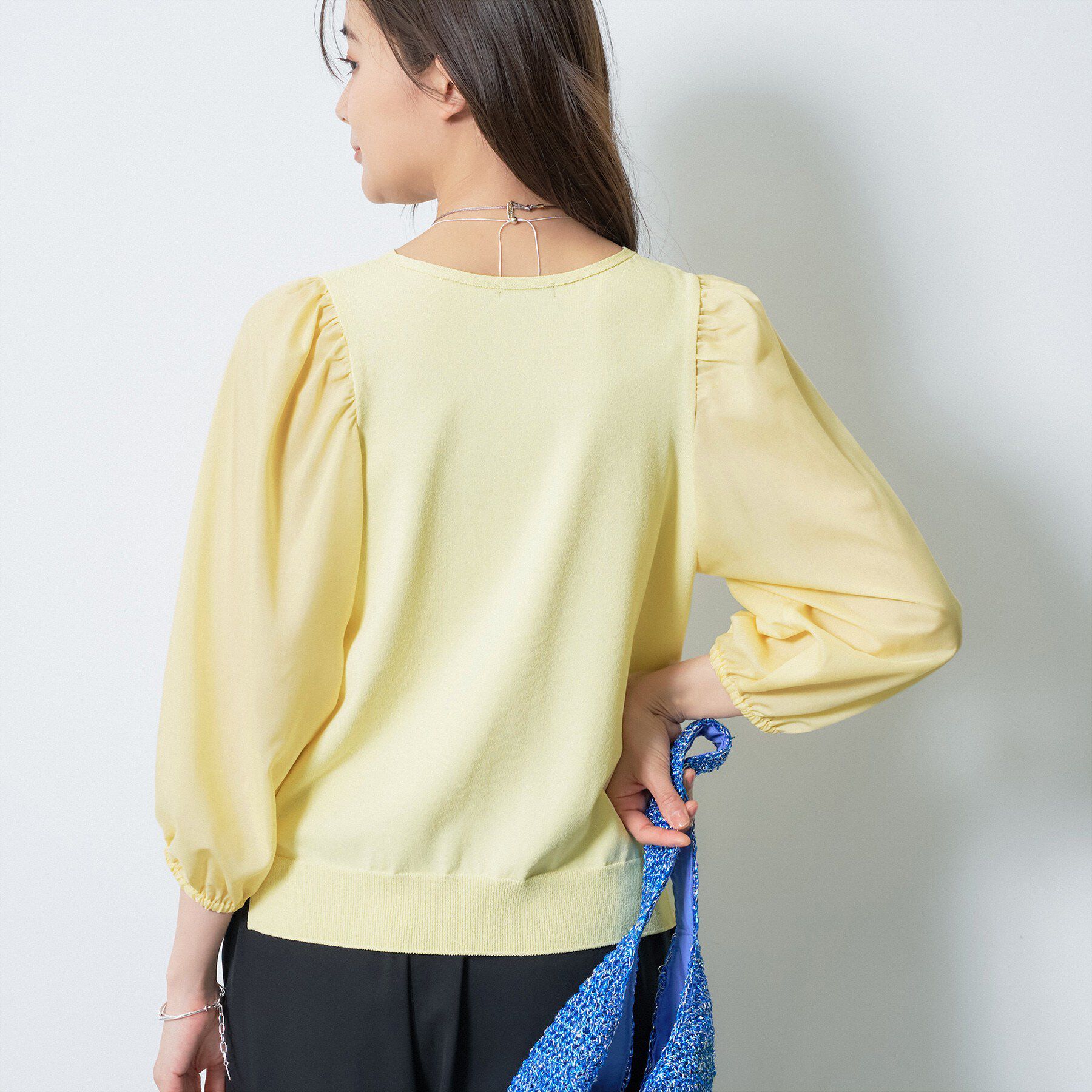 INDIVI「【洗える／袖丈調整可能】シャツコンビニット」|ニット・セーター|