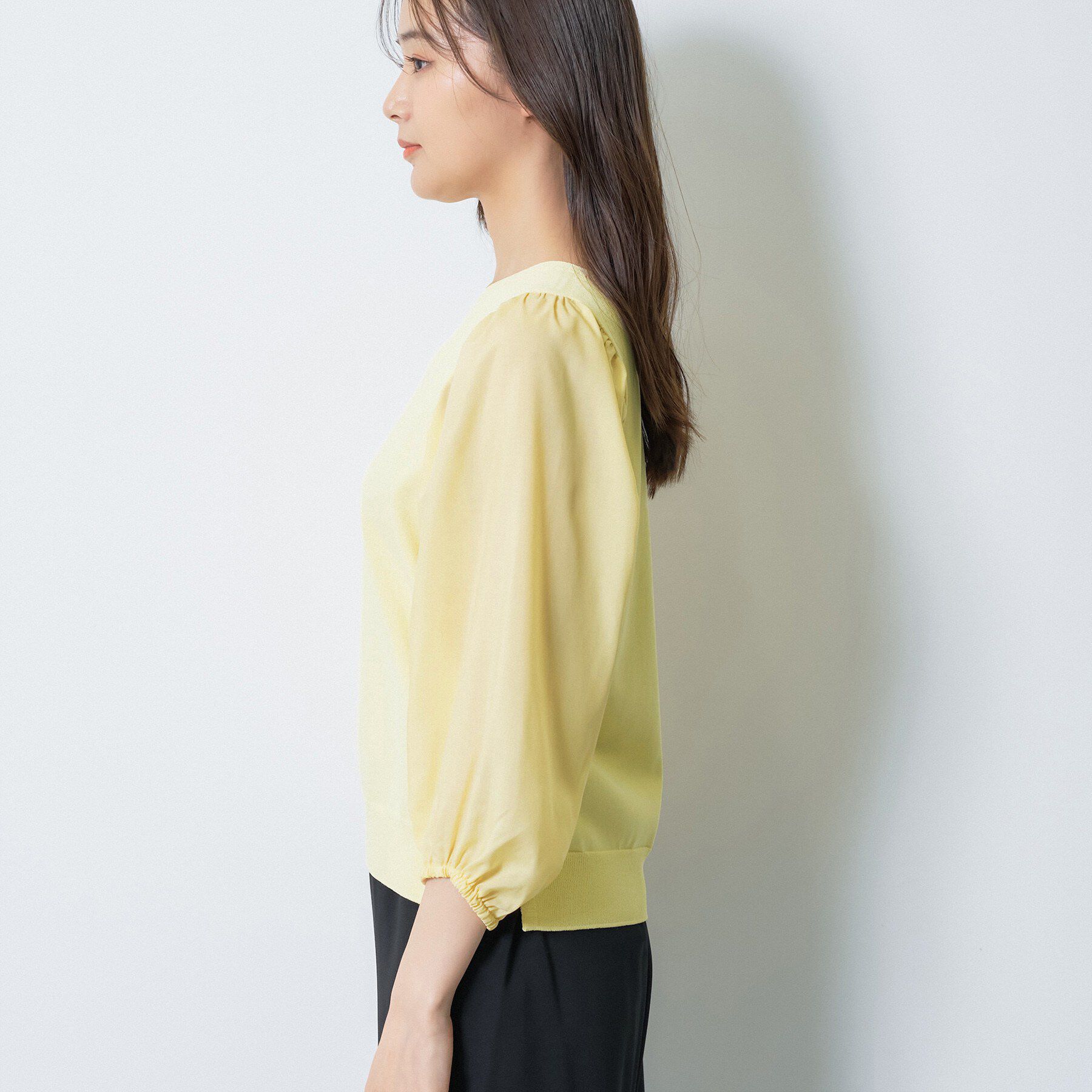 INDIVI「【洗える／袖丈調整可能】シャツコンビニット」|ニット・セーター|