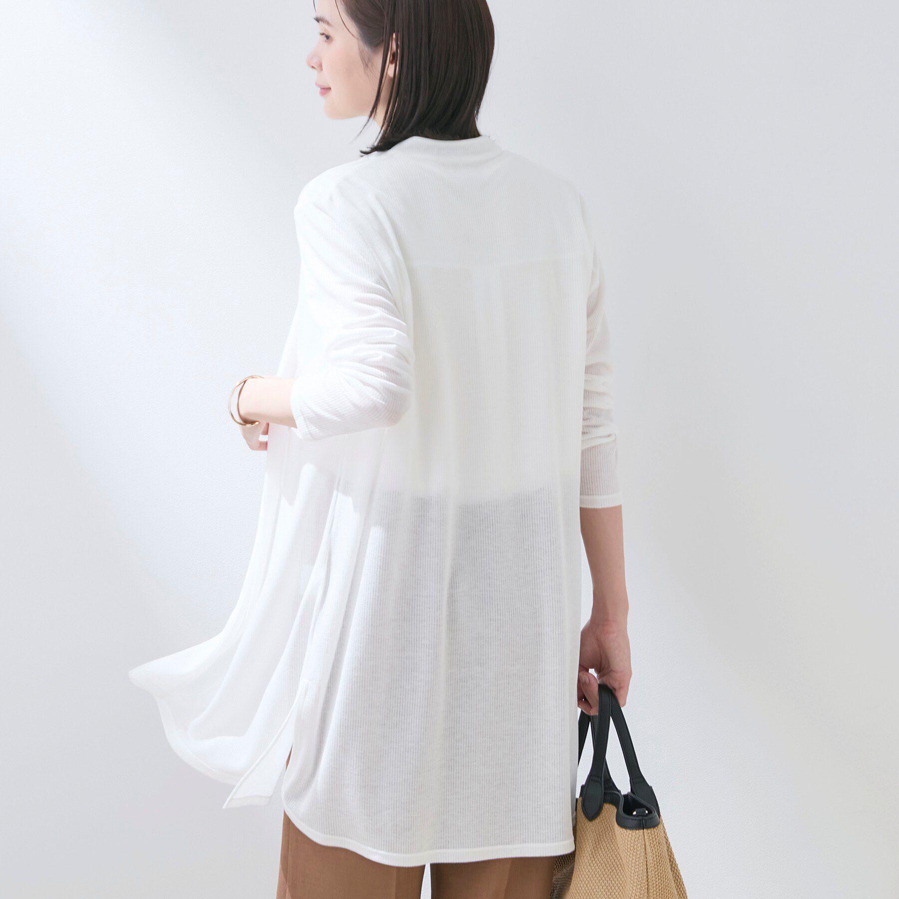 INDIVI「【洗える／アンサンブル可能】シアースストライプカーディガン」|カーディガン|