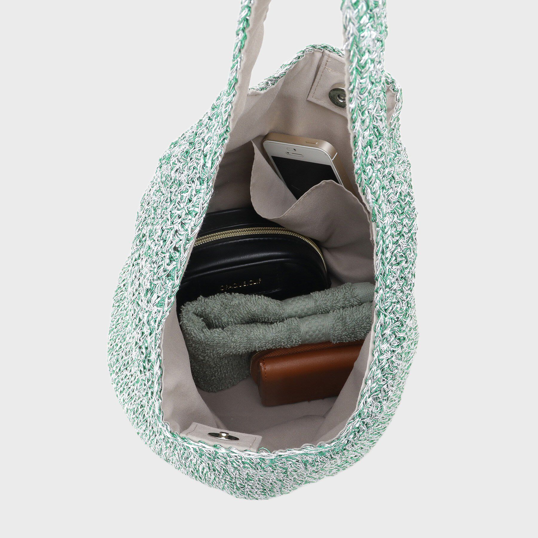 INDIVI「【大人カジュアル】メタリックかぎ編みボトルバッグ」|トートバッグ|