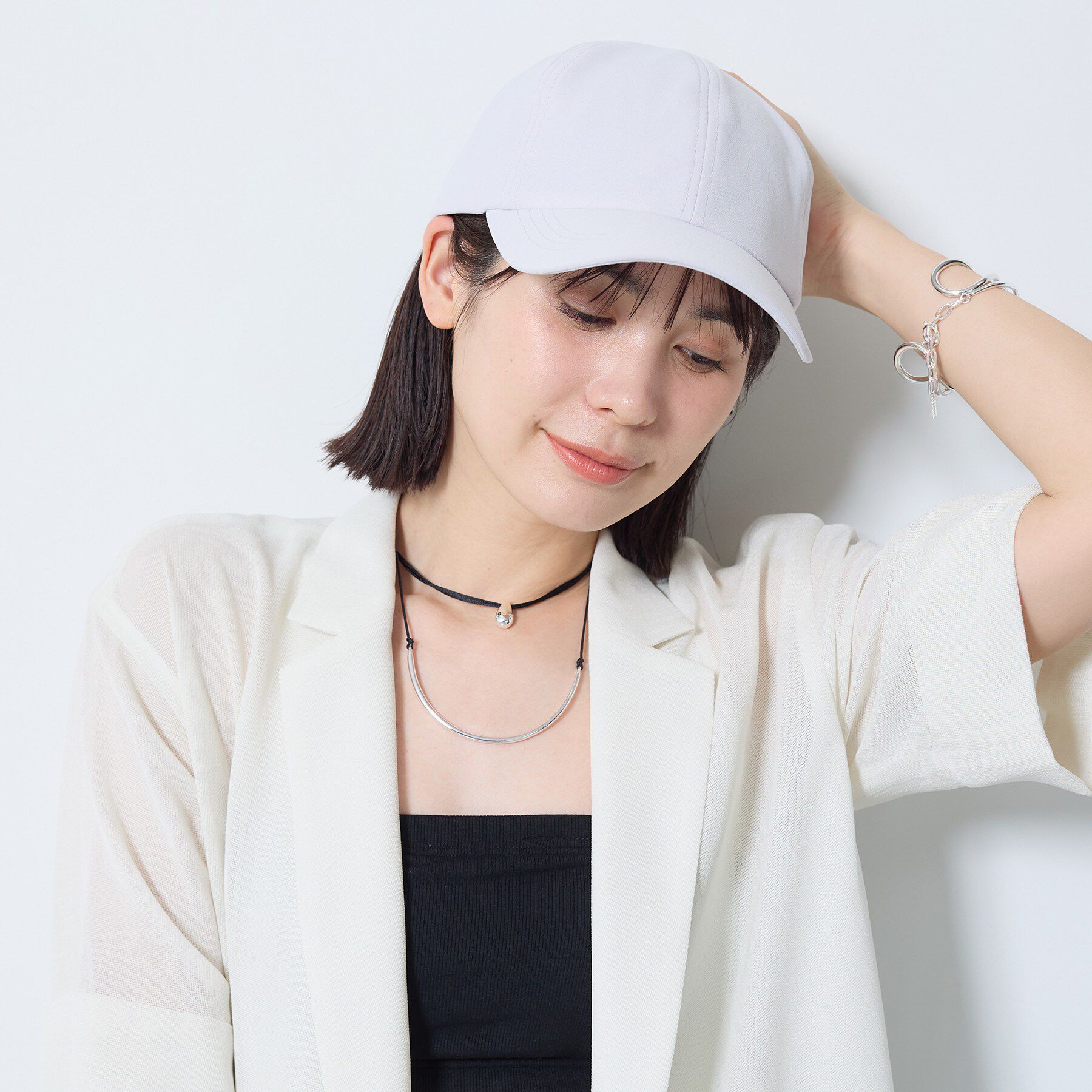 INDIVI「【着る日傘／UVケア】ミニマルキャップ」|キャップ・キャスケット|ライトグレー(611