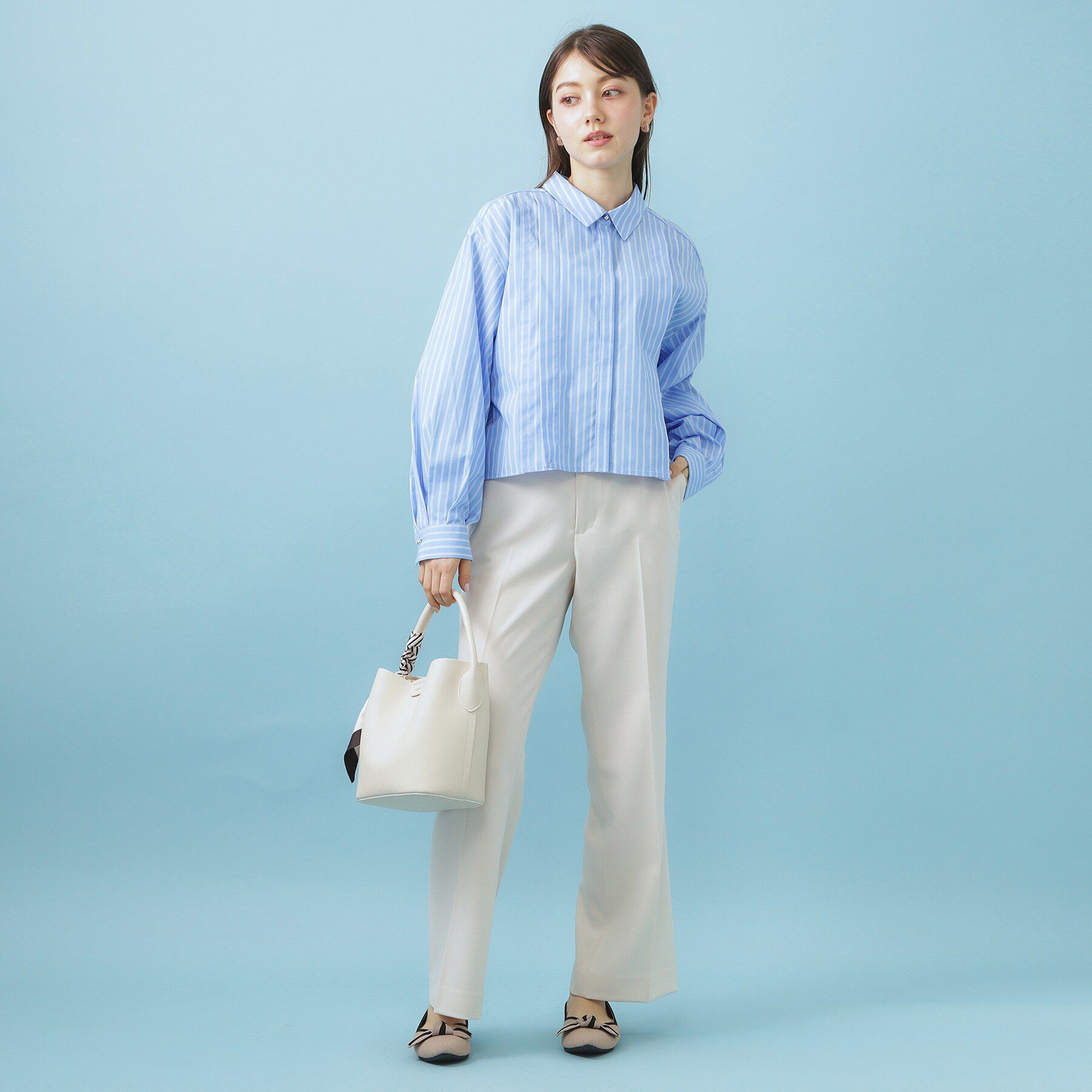 index「ブロード短丈タックシャツ【洗濯機OK】《5col》」|シャツ・ブラウス|