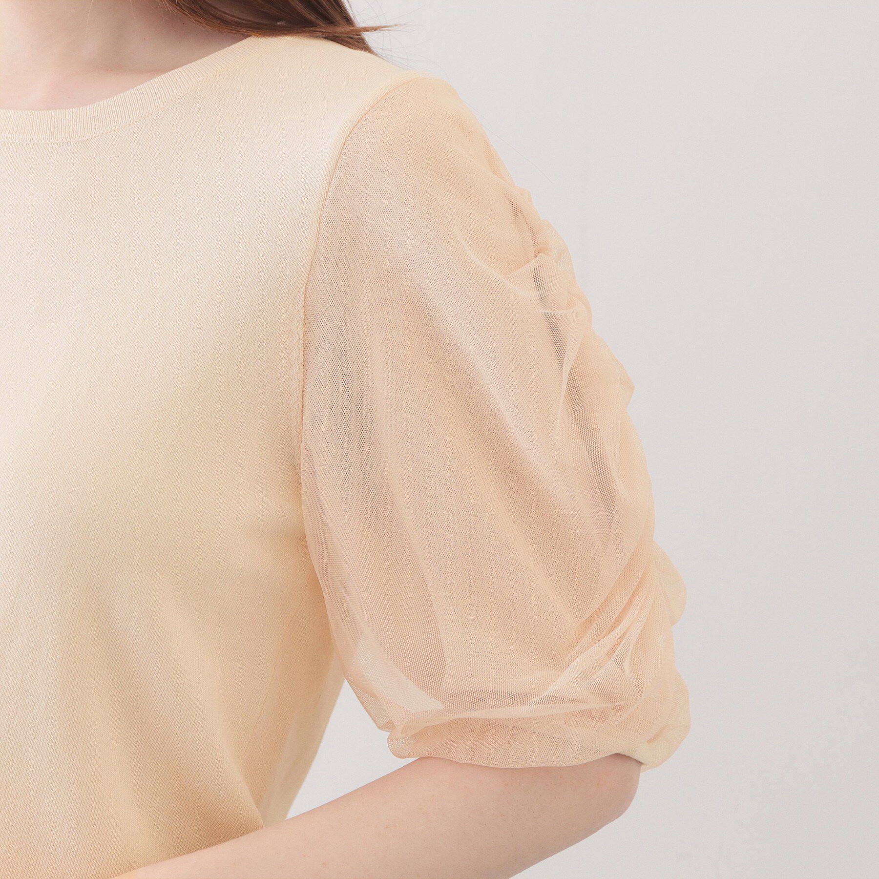 index「ギャザーチュールスリーブニット【洗濯機OK/抗ピル】」|ニット・セーター|