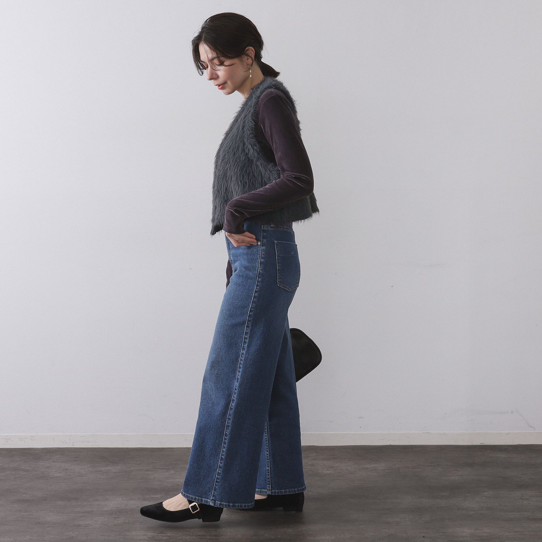 OPAQUE.CLIP「《andGIRL掲載》シャギーニット ショートベスト【洗濯機OK】」|ベスト・ジレ|