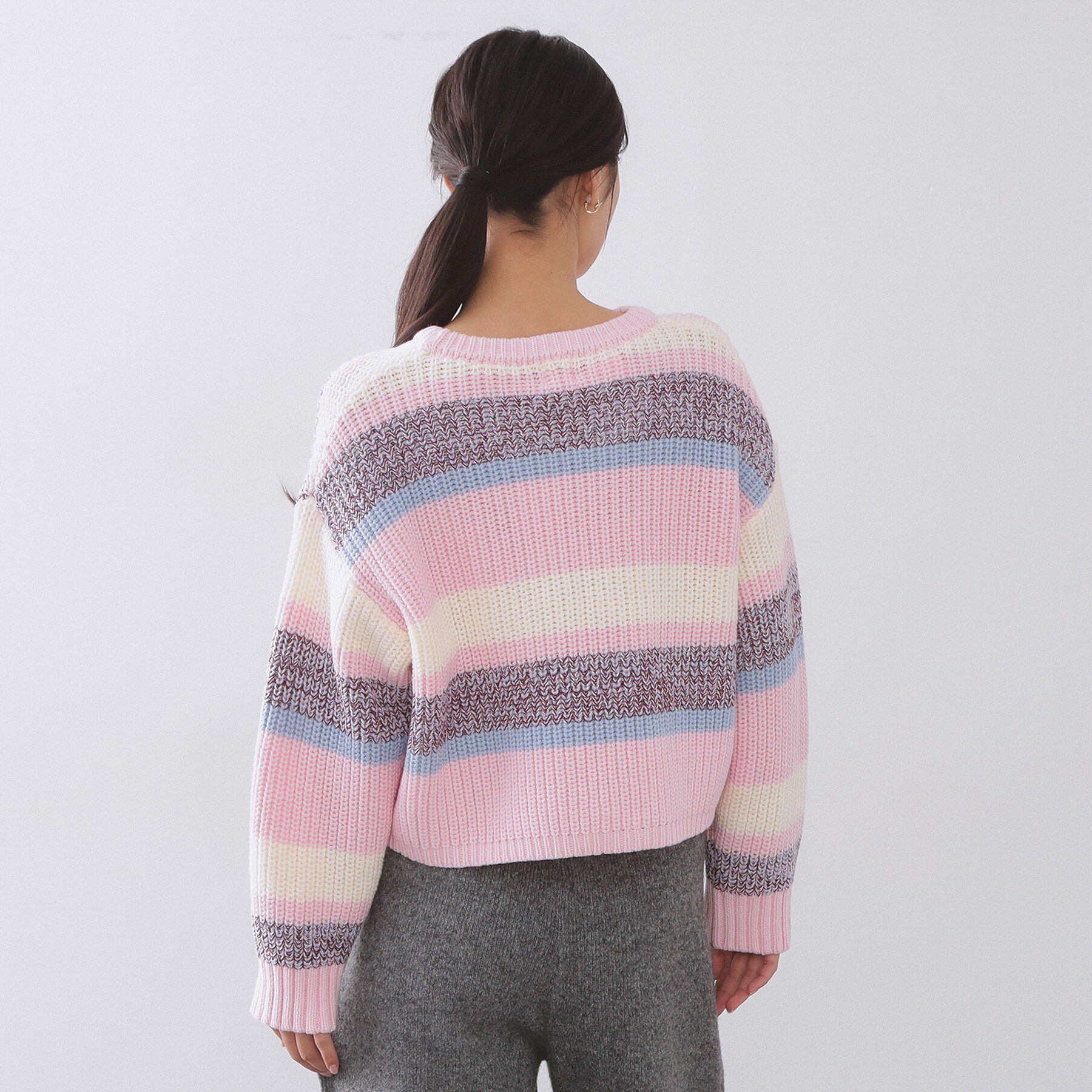 OPAQUE.CLIP「カラーボーダーミドルゲージニット」|ニット・セーター|