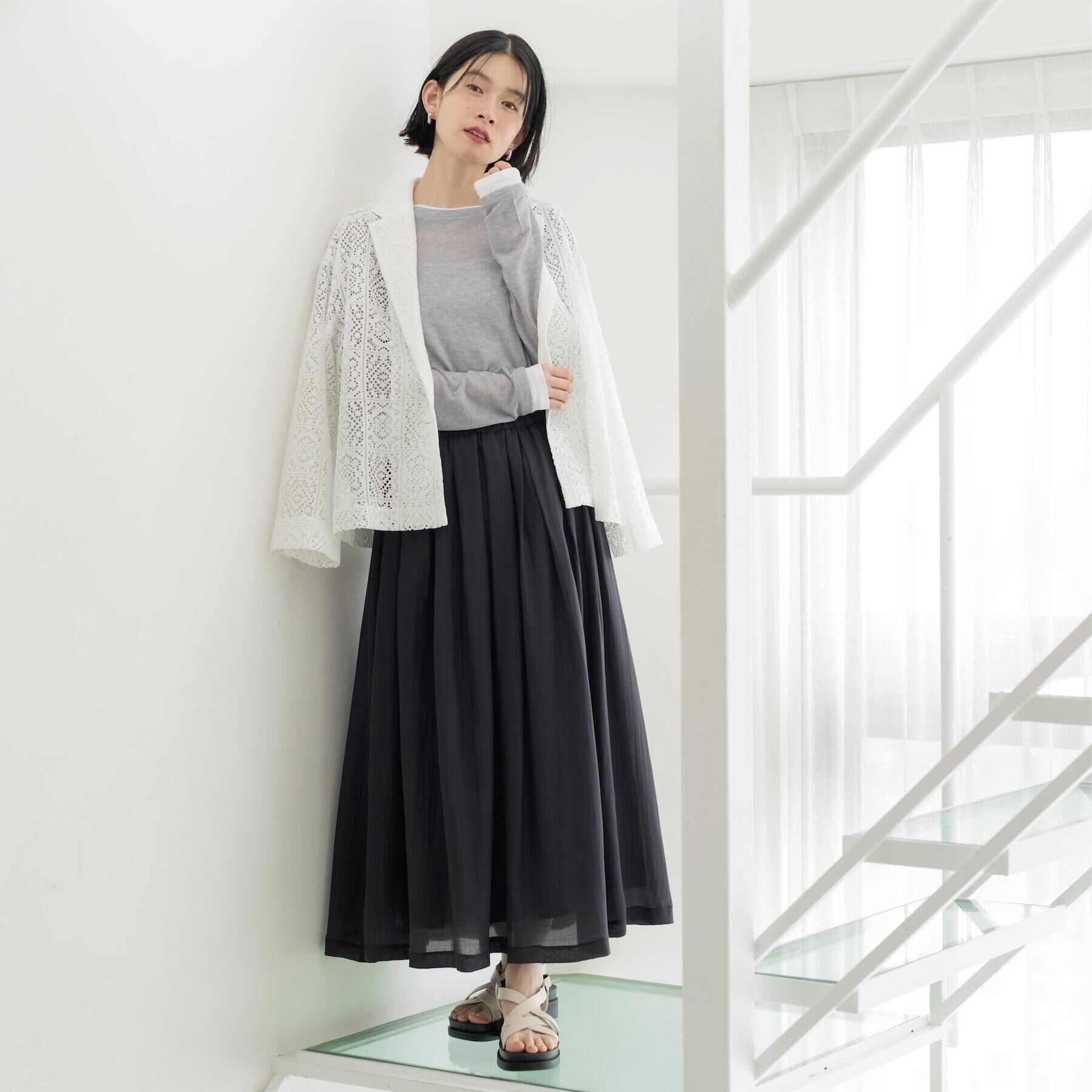 OPAQUE.CLIP「レーステーラードジャケット【洗濯機OK】」|テーラードジャケット|