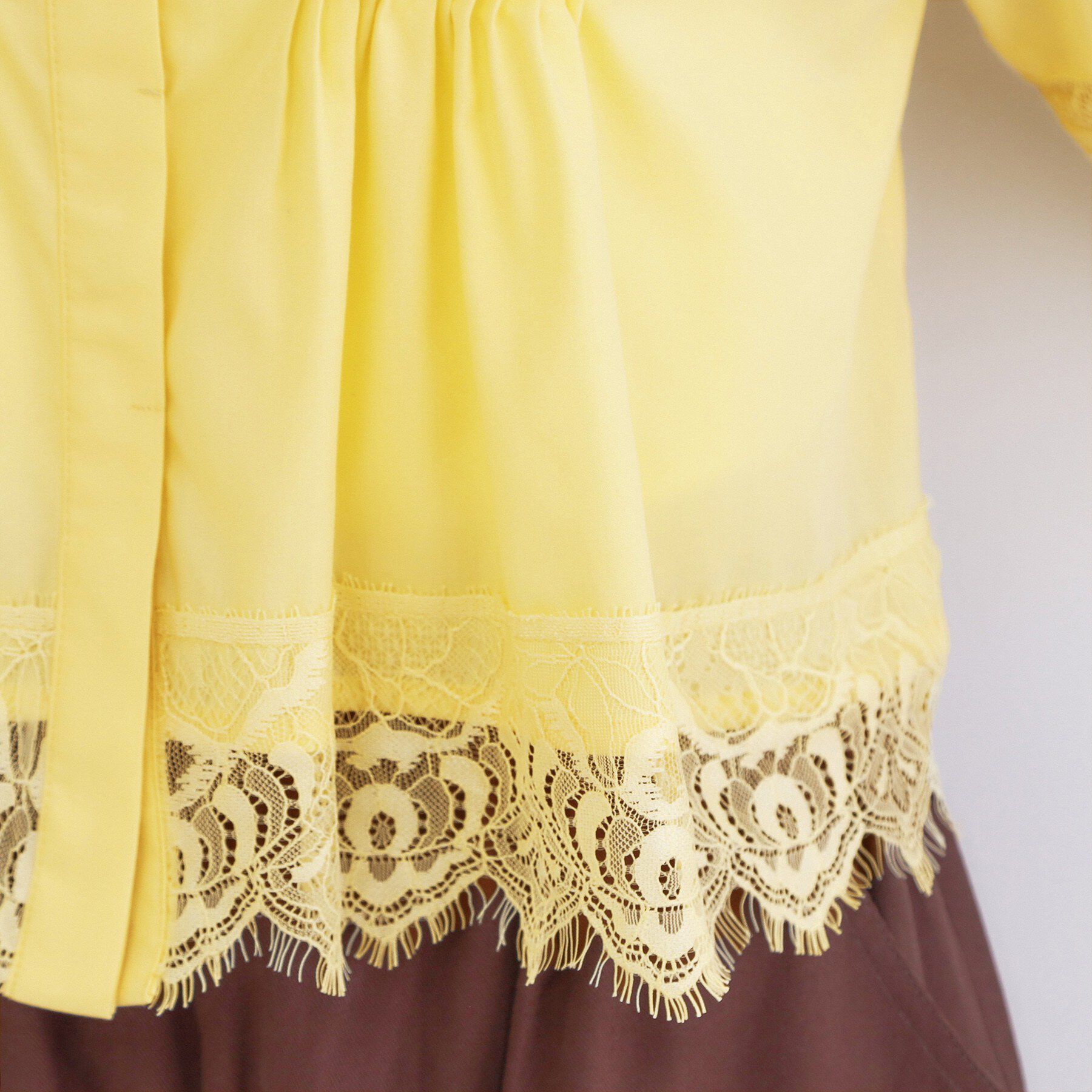 OPAQUE.CLIP「裾レース使いピンタックショートシャツ【洗濯機OK】」|シャツ・ブラウス|